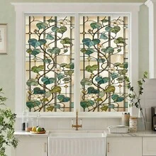 1/3pcs Retro Floral And Vine Privacy Window Film, Reusable PVC Electrostatic Adsorption Window Film, Suitable For Kitchen, Bathroom, Balcony Windows, And Home Decor. - Frosted Glass Sticker - View 3