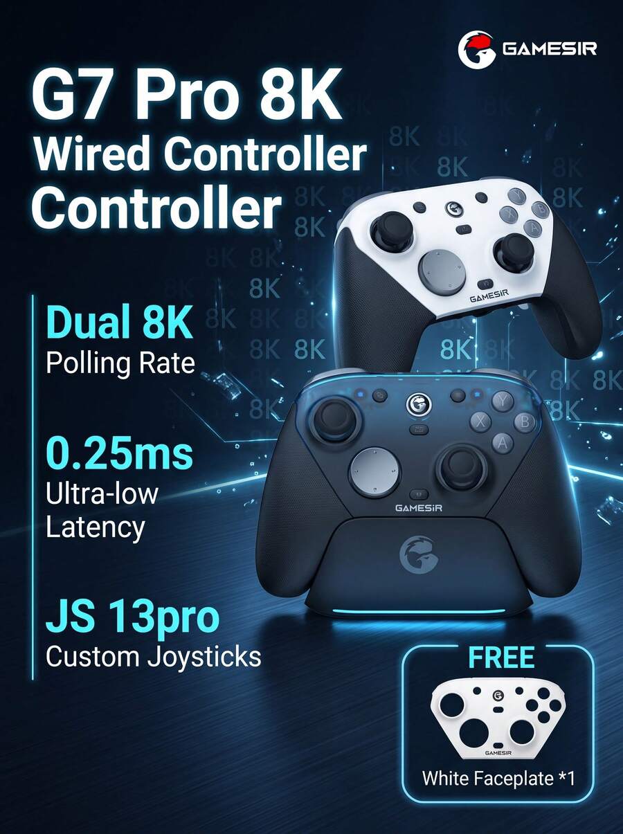 GAMESIR G7 Pro Uranus 8K Polling Rate Gaming Controller | Wired/Wireless Dual-Mode | Bluetooth 5.0 For Steam/PC/Android | Includes Double-Sided Shell & Customizable Back Buttons - View 1