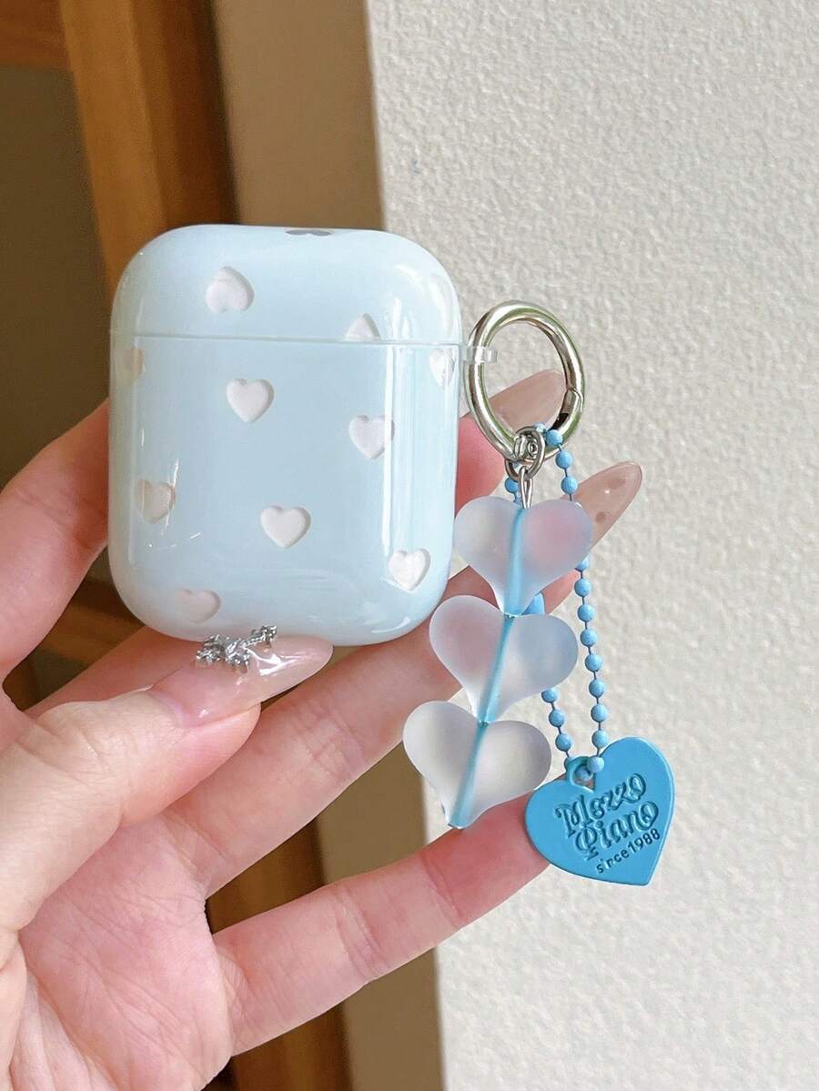 Minimalist Heart Design Protective Case For AirPods 4, Pro 3, Pods Pro 2, 3rd Gen, 2nd Gen, 1st Gen Apple Wireless Bluetooth Earphones - Baby Blue - View 1