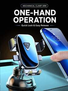 1pc Strong Suction Cup Car Phone Holder, 360° Rotatable Dashboard And Windshield Phone Mount, One-Hand Operation Mechanical Clamp Navigation Bracket, Universal Smartphone Car Accessory - A - View 6