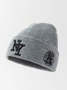 1件中性時尚字母NY刺繡針織帽，適合秋冬日常保暖與旅行穿搭 - NY - 查看 16
