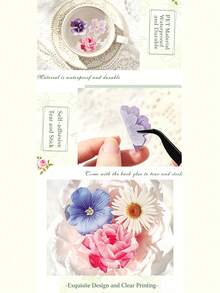60pcs/Set Spring Floral Series Stickers, Includes Various Floral Stickers, Suitable For DIY Notebook Creation, Floral Decoration And Decorative Stickers. Applicable Materials Include Glass, Notebooks, Etc., Used For Making Decorative Stickers. - Set - View 7