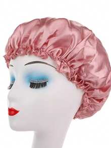 1pc Satin Sleep Cap, Double Layer Silk Sleep Cap Suitable For Daily Wear - Light Pink - View 7