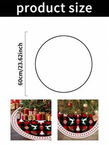 1pc Christmas Tree Skirt, Black White Red Plaid Reindeer Theme, Round Base, 60/90CM Diameter Optional; Suitable For Winter Party And Home Holiday Decoration, Ideal Christmas Tree Decor. - Multicolor - View 2