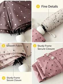 Minimalist Polka Dot Automatic Roll-Up Black Rubber Umbrella, Suitable For Sunny And Rainy Days, Foldable, UV Protection, Women's Parasol, Fashion Capsule Series Umbrella - Multicolor - View 6