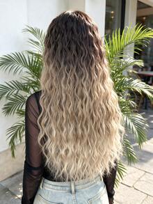 16pcs Ombre Clip-In Hair Extensions, 22 Inches Long, Curly Synthetic Full Head Hair Pieces, 7pcs Set For Women - Ombre - View 2