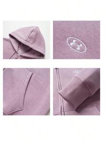 Under Armour Women's UA Rival Fleece FZ Knit Hooded Casual Sports Jacket 6016556-698 - Pink - View 6