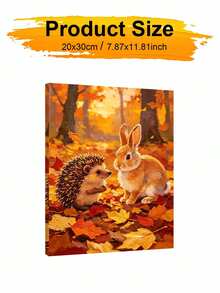 1pc Hedgehog And Rabbit DIY Oil Painting By Numbers, Canvas Painting DIY Crafts, Adult Home Decoration, Holiday Gift. - Sets - View 9