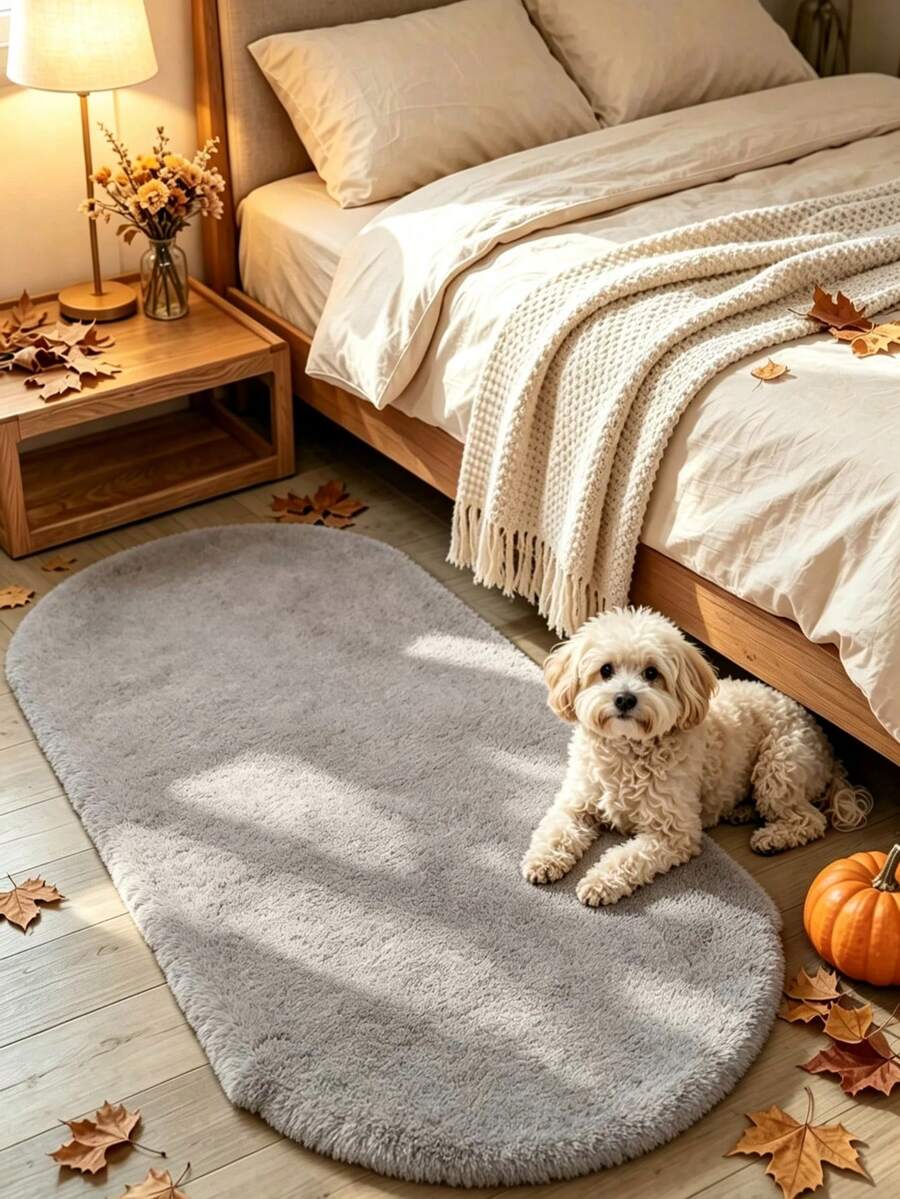 1pc Autumn/Winter Faux Rabbit Fur Design Decorative Rug Mat - Luxury Decor, Plush Texture Rug, Decorative Carpet, Bedroom Decor, Small Rug, Carpet, Home Decor, Living Room Rug, Living Room Small Rug, Bedroom Carpet, Living Room Home Decor, Outdoor Rug, Washable Carpet - Multicolor - View 1