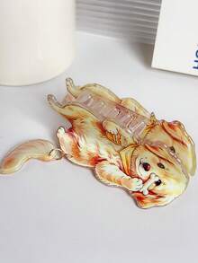 卡通黃金獵犬髮夾，可愛狗狗造型髮夾，手持蜂蜜罐與骨頭，可拆卸懸掛尾巴，可愛寵物動物髮飾，適合狗愛好者、女孩節日與日常配戴的禮物 - 彩色 - 查看 8