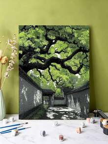 DIY Ancient Garden Under Tree (Frameless Or Framed 8x12 / 16x20 Inches) Paint By Numbers Kit(Acrylic) Arts & Crafts For Adult Beginners, Home Wall Decor, And Unique Holiday Gifts For Home Decoration - Sets - View 5