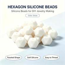 24/100Pcs Morandi Color Palette Faceted Hexagon Silicone Beads, Polygonal Beads For DIY Jewelry & Bead Pen Making - Morandi Color Scheme - View 10