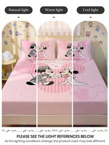 Disney 1件裝迪士尼印花包床單床墊套，秋季床上用品，床墊保護套，柔軟舒適溫馨透氣防皺，可機洗，單人/雙人/加大/特大號，四季通用，不含枕頭與枕套，宿舍床品，臥室裝飾 - 彩色 - 查看 9