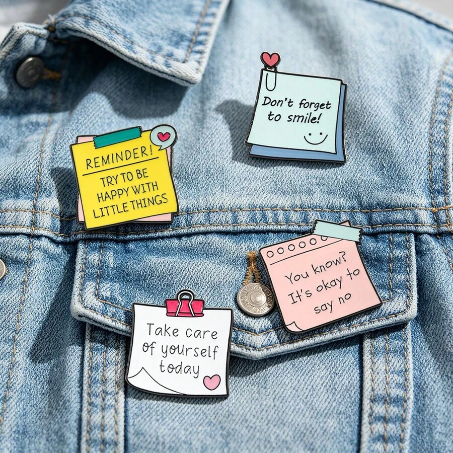 1/4 buah Bros Enamel Teks Inspiratif, Lencana Artistik Segar, Lencana Dekoratif Serbaguna Minimalis Gaya INS untuk Ransel, Cocok untuk Pemakaian Sehari-hari dan Hadiah untuk Teman! - MultiWarna - View 1