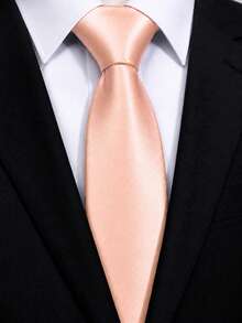 1pc Solid Satin Tie Pure Color Necktie Men Ties, Solid Color Tie Men Necktie For Business And Wedding(7cm) - Rose Gold - View 1