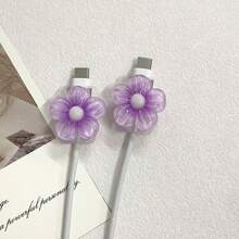 2pcs Five-Petal Flower Tree 1 Data Cable Anti-Breakage Protective Sleeve - Multicolor - View 9