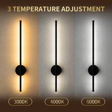 Long Rechargeable Wireless LED Wall Light, Dimmable Battery Powered Wall Lamp, Suitable For Bedroom, Living Room, Staircase, Hallway, Rental Home Decor Gift - Black - View 9