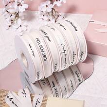 30m/Roll 1.5cm Polyester Cotton Beige English Letter Ribbon For Cake And Flower Packaging, Flower Decoration Material, Bow Making Supplies, Holiday Party Decoration - Ribbon - View 6