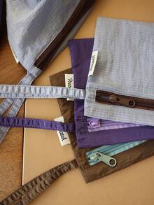 Tas Penyimpanan Minimalis Bergaris dengan Resleting, Ringan, Kapasitas Besar, Tas Perlengkapan Mandi Portabel untuk Perjalanan, Tas Kosmetik Wanita, Tas Tangan Kecil - MultiWarna - View 5