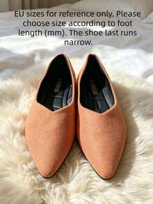 Elegant Women's Flats | Orange V-Shaped Flats - Orange - View 2