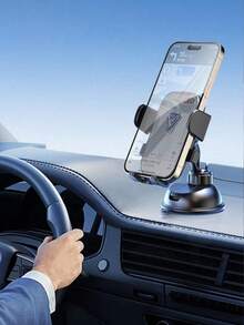 1pc Strong Suction Cup Car Phone Holder, 360° Rotatable Dashboard And Windshield Phone Mount, One-Hand Operation Mechanical Clamp Navigation Bracket, Universal Smartphone Car Accessory - A - View 5