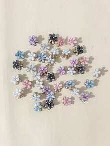 10/20/30pcs Random Mixed Color Alloy Crystal Flower Hair Clips Set, Exquisite Camellia Mini Claw Clips, Children Side Hair Bangs Hair Accessories, Suitable For Daily, Party, Vacation Braiding - Multicolor - View 7