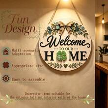 1pc Interchangeable Diamond Art Magnetic Welcome Wreath For Front Door, DIY Handmade Detachable Holiday Decoration Suitable For Outdoor Farmhouse Porch Sign And Refrigerator Magnet Home Decor - Plant - View 2