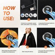Hailicare Graphene Hooded Heating Shawl 3-Level Temp USB Powered Wearable Wrap Winter Warm For Home Office Dorm Christmas Gift (USB Plug-In, No Built-In Battery) - View 9