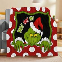 The Grinch Soft & Comfortable 1pc All-Over Print Modern Flannel Christmas Nap Blanket - Christmas Tree - Polyester Nap Blanket - Digital Print Craft, Suitable For Sofa, Bed, Travel, Office Home Decor - Multicolor - View 4