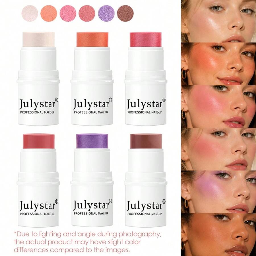 Julystar maquillaje profesional Colorete de larga duración pigmentado Colorete en crema - Rojo - Ver 1