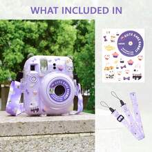 Transparent Protective Case With Lanyard For In-Stax Mini 12, Crystal Clear Anti-Drop Shell With Photo Back Pocket + Lanyard, PVC Material, Non-Yellowing, Anti-Scratch Camera Photography Accessory, Multi-Color Options, Instant Camera Protective Cover - View 8