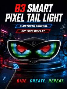Lampu Peringatan Mata Setan LED untuk Helm Sepeda Motor dan Sepeda, Lampu Dekoratif Suasana Malam Hari untuk Berkendara dengan Mata Setan, Bluetooth, Kontrol Aplikasi, DIY - Helm LED Mata Jahat - View 6