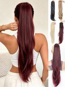 26 Inch Long Layered Drawstring Ponytail Hair Extensions For Women, Straight Clip-In Hairpiece, Thick Ponytail, Easy Wear Hair Extension For Christmas, Halloween, Parties & Special Occasions - Multicolor - View 2