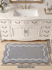 DAJIANG 1pc Bathroom Floor Mat Carpet, Flocked Soft Touch, Light Gray Bowknot Design, Non-Slip Bottom, Suitable For Kitchen, Outdoor, Indoor, Hallway, Bedroom, Living Room, Bedside, Machine Washable And Easy To Clean, Fall Home Decor - Light Grey - View 11