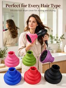Foldable Silicone Hair Dryer Diffuser With Alligator Hair Clip, Suitable For Bangs, Portable Universal Accessory, Helps Reduce Frizz And Enhance Curls, Suitable For Curly, Wavy Or Voluminous Hair, Heat Resistant - Multi-color - View 8