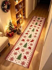1pc Christmas Hallway Runner Rug, Long Strip Carpet, Area Rug, Mat, Home Decor, Living Room Area Rug, Living Room Home Decor, Room Decor, Washable Carpet - Multicolor - View 3