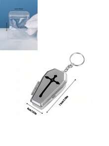 Black Cross Pattern Portable Jewelry Storage Box Keychain Pendant, Mini Jewelry Box, Accessory Organizer, Small Item Storage Bag With Multiple Functions, Suitable For Organizing Rings, Necklaces, Earrings And Other Small Items, Ideal For Daily Commute, Short Trips, Shopping, Parties, Unisex Accessories, Halloween And Christmas Gifts - Multicolor - View 11