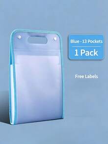 A4 Vertical 13-Pocket Storage Folder - Thickened Semi-Transparent PP Material, Suitable For School/Office - Test Papers And Document Storage, Back To School Essential, Random Sticker Color - A - View 8