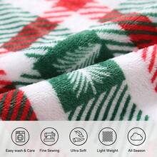 1pc Christmas Red & Green Plaid Pine Tree Digital Print Flannel Blanket - Modern Style, All-Season Comfortable Soft Polyester Knit Fabric, Multi-Purpose, Suitable For Sofa, Bed, Travel, Camping, Chair, Gift Blanket - Multicolor - View 4