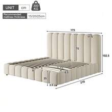 Upholstered Bed, Double Bed, 160*200cm, Hydraulic Storage Bed, Bed With Slatted Frame, Headboard And Large Storage Space, Upholstered Headboard, Beige, Velvet - Beige + Velvet - View 4