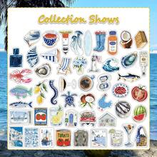 somoving 50pcs Watercolor Style Seaside Life Creative Planner Stickers Decorative Luggage Cup Fridge Magnet - Multicolor - View 6