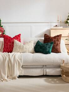 1/2pcs Brownish Red Christmas Tree & Star Pillow Covers (Pillow Insert Not Included), Modern Fashionable Comfortable Soft Faux Rabbit Fur Fabric Embroidered Pillow Covers, Suitable For Daily Home Decor, Sofa, Bed, Bedroom, Living Room, Decorative Pillow Covers, Daily Holiday Party Decoration, Suitable For All Seasons - Brown - View 8