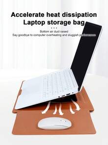 3-In-1 Multifunctional Laptop Sleeve, PU Leather Folding Heat Dissipation Stand With Built-In Mouse Pad, Compatible With 13-14", 15-16" Laptops, Portable Computer Protection Bag For Office And Travel - View 3