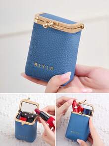 MIYIN Vintage Leopard Print Kiss Lock Lipstick Storage Box With Mirror, Lightweight Portable Mini Makeup Bag, Simple Litchi Texture Women's Lipstick Bag, Multi-Functional Small Coin Purse Suitable For Daily, Travel, Shopping, Dating, Gift For Women, Girls, Students, Teachers, Birthday Gift, Valentine's Day Gift, Daily Essential - Multicolor - View 10