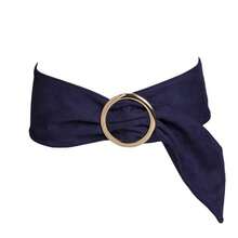 Vintage Suede Wide Waist Belt For Women, Metal O‑Ring Knotted Sash, Decorative Corset Belt For Dresses Coats - Round Button Ribbon - View 14