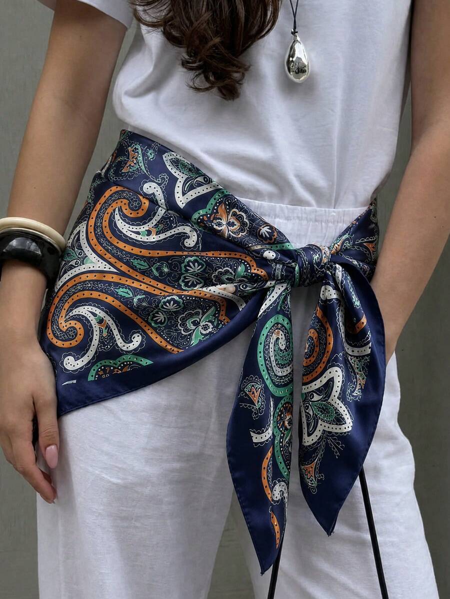1pc 2026 Minimalist Polka Dot Print Spring Headscarf, Women's Multi-Functional Belt Accessory, Fashion Headband And Hair Accessory Scarf