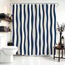 1pc Line Pattern Shower Curtain, Minimalist Design, Waterproof Bath Curtain, Suitable For Bathtub Partition, Bathroom Decor And Bathroom Accessories, Includes 12 Hooks, Home Decor Gift - Multicolor - View 9
