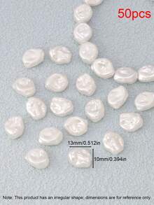 50pcs White Faux Pearl Beads Irregular Loose Spacer Beads Pendant For Jewelry Making DIY Bracelets Necklaces Accessories - Pearl - View 26