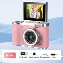 32g Memory Card 4K 50MP Vlog Camera With 16X Optical Zoom, Auto Focus, Image Stabilization, Suitable For Teenagers, Adults & Beginners, Portable Compact Digital Camera, Home Photography, Gift Card Reader (Pink) - View 8