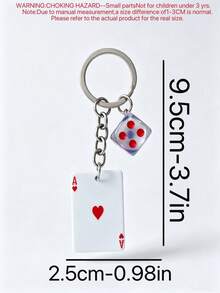 Creative Poker Card Heart Ace Dice Keychain, Niche Style Key Chain, Couple Bag Pendant Gift, Suitable For Holidays - Multicolor - View 5